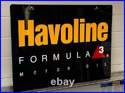 Original Havoline Formula 3 Motor Oil Double Sided Metal Sign Gas Soda Near NOS