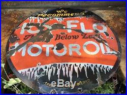 Original Icy Flo Motor Oil 23.5 Double-sided Porcelain Sign A Real One Rare