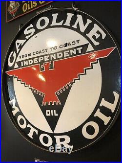Original Independent Motor oil 32 Double Sided Porcelain Sign