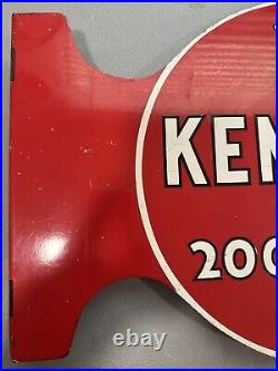 Original Kendall Motor Oil Flange Sign 2000 Mile. WOW Condition! A-M 1954