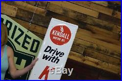 Original Kendall Motor Oil Tin Sign Vertical muscle car Dealership CLEAN advert