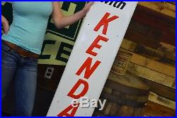 Original Kendall Motor Oil Tin Sign Vertical muscle car Dealership CLEAN advert