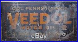 Original Old VEEDOL MOTOR OIL SIGN 100% Pennsylvania'Sealed at the Refinery' 2x