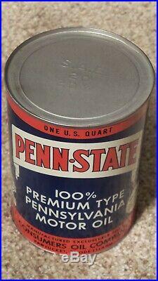 Original Penn State One Quart Motor Oil Can Metal Gas Sign FULLNOSMINTY
