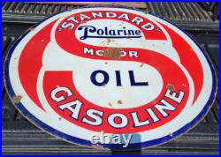 Original Porcelain Double Sided Standard Motor Oil Polarine Sign Original Porcelain Double Sided Standard Motor Oil Polarine Sign
