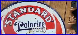 Original Porcelain Double Sided Standard Motor Oil Polarine Sign Original Porcelain Double Sided Standard Motor Oil Polarine Sign