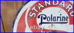 Original Porcelain Double Sided Standard Motor Oil Polarine Sign Original Porcelain Double Sided Standard Motor Oil Polarine Sign