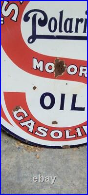Original Porcelain Double Sided Standard Motor Oil Polarine Sign Original Porcelain Double Sided Standard Motor Oil Polarine Sign