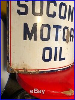 Original Porcelain Mobil Ask Socony Motor Oil Sign Gas Oil Collectable Man Cave