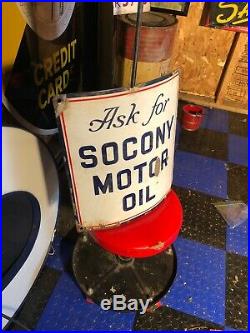 Original Porcelain Mobil Ask Socony Motor Oil Sign Gas Oil Collectable Man Cave