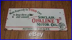 Original Porcelain Sinclair Opaline Motor Oil Sign 4' for Fords Model T 1920's