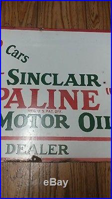 Original Porcelain Sinclair Opaline Motor Oil Sign 4' for Fords Model T 1920's
