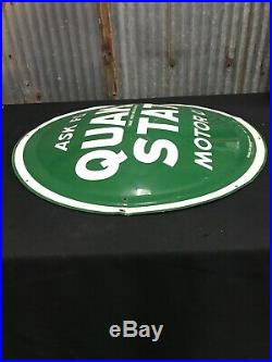 Original QUAKER STATE Motor Oil Convex Button Sign 24 G-114 Gas Petroliana