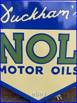 Original Rare Early DUCKHAMS NOL MOTOR OILS Enamel Sign Fantasitc Condition