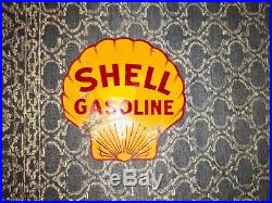 Original Shell Gasoline Clam Porcelain Motor Oil Gas Station Sign