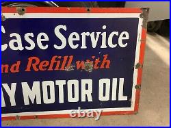 Original Socony Motor Oil Crank Case Service S/s Porcelain Sign