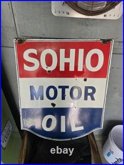 Original Sohio Motor Oil Sign Shield Gasoline Gas Pump Globle