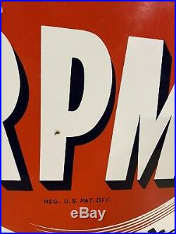 Original Standard RPM Motor Oil Porcelain 2-Sided 28 Sign Gasoline Sidewalk