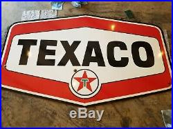 Original TEXACO Motor Oil Filling Station Porcelain Sign 8ft