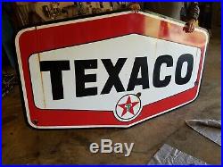 Original TEXACO Motor Oil Filling Station Porcelain Sign 8ft