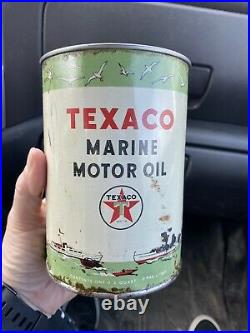 Original Texaco Marine Motor Oil Quart Can Sign Globe