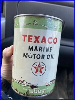 Original Texaco Marine Motor Oil Quart Can Sign Globe