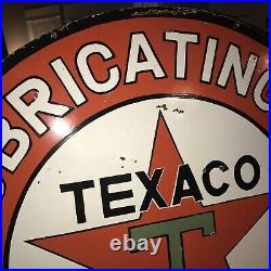 Original Texaco Motor Oil Double Sided Porcelain Sign 42