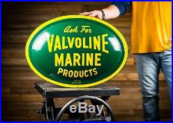 Original VALVOLINE MARINE MOTOR OIL Metal Gas Sign -rare