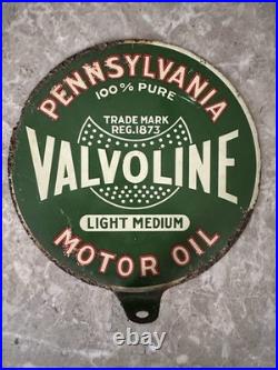 Original Valvoline Motor Oil Lubester Paddle Sign RARE Gas Pennsylvania 2 Sided