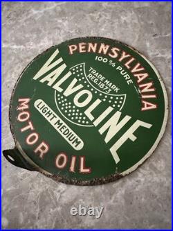 Original Valvoline Motor Oil Lubester Paddle Sign RARE Gas Pennsylvania 2 Sided