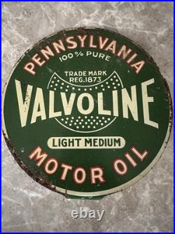 Original Valvoline Motor Oil Lubester Paddle Sign RARE Gas Pennsylvania 2 Sided