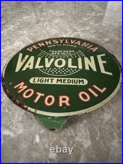 Original Valvoline Motor Oil Lubester Paddle Sign RARE Gas Pennsylvania 2 Sided