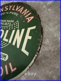 Original Valvoline Motor Oil Lubester Paddle Sign RARE Gas Pennsylvania 2 Sided