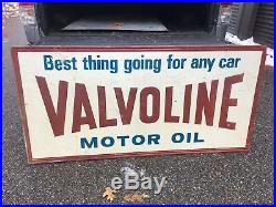 Original Valvoline Motor Oil Service Tin Mounted Sign 6'x3