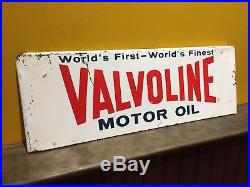 Original Valvoline Motor Oil Tin Litho Oil Rack Sign