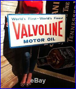 Original Valvoline Tin Sign 36x18 Motor Oil Gas Non Porcelain
