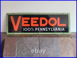 Original Veedol 100% Pennsylvania Motor Oil Advertising Sign 14x42