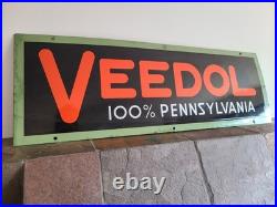 Original Veedol 100% Pennsylvania Motor Oil Advertising Sign 14x42