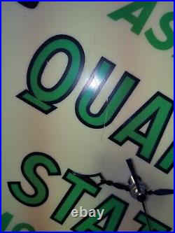 Original Vintage 70's Ask for Quaker State Motor Oils Lighted Clock Works