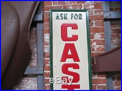 Original Vintage Ask For Castrol Motor Oil Embossed Vertical Tin Sign 70 x 16