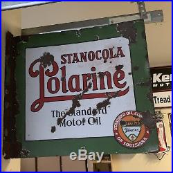 Original Vintage DSP Stanocola Polarine Motor Oil Flange Sign