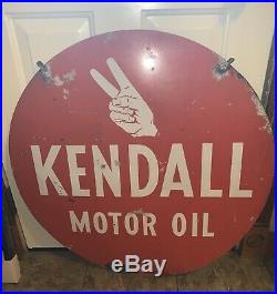 Original Vintage Kendall Motor Oil Sign Metal Double Sided 30 Gas Can Pump