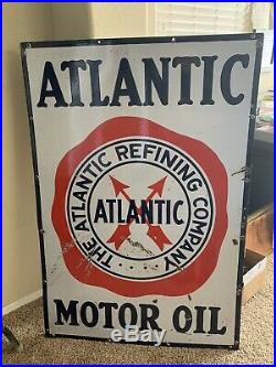 Original Vintage SSP 52x35 Atlantic Motor Oil Display Sign Free Shipping