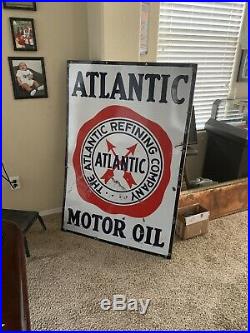 Original Vintage SSP 52x35 Atlantic Motor Oil Display Sign Free Shipping