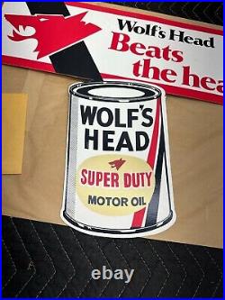 Original Wolfs Head Motor Oil Window Display Advertising Sign 60s new old stock