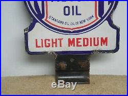 Original double sided SOCONY OIL Porcelain sign light medium Standard motor oil