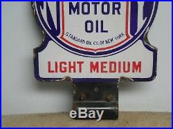 Original double sided SOCONY OIL Porcelain sign light medium Standard motor oil