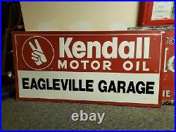 Original kendall motor oil eagleville garage metal sign lot 108