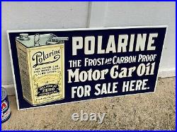POLARINE MOTOR OIL EMBOSSED METAL SIGN (29.5x 15.5) EXCELLENT CONDITION