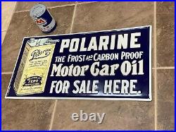 POLARINE MOTOR OIL EMBOSSED METAL SIGN (29.5x 15.5) EXCELLENT CONDITION